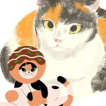 通りすがり三毛猫と息子(2歳児)