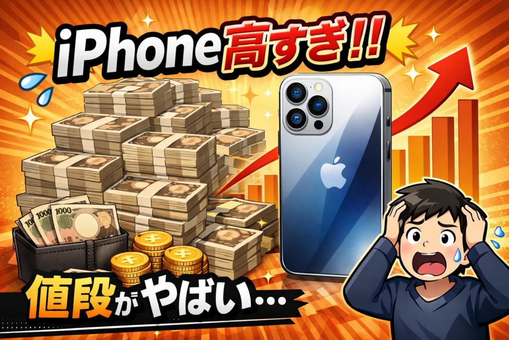 今のスマホ、とくにiPhoneは本当に高いです。10万円超えは当たり前、上位モデルだと20万円前後も珍しくありません。